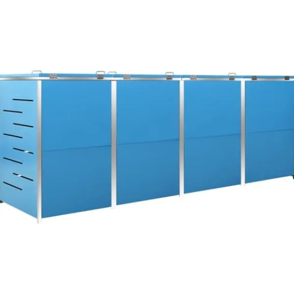 Hot Firedobbelt skraldespandsskjuler i rustfrit stål | Størrelse: 276,5x77,5x112,5 cm Skure, Garager & Carports