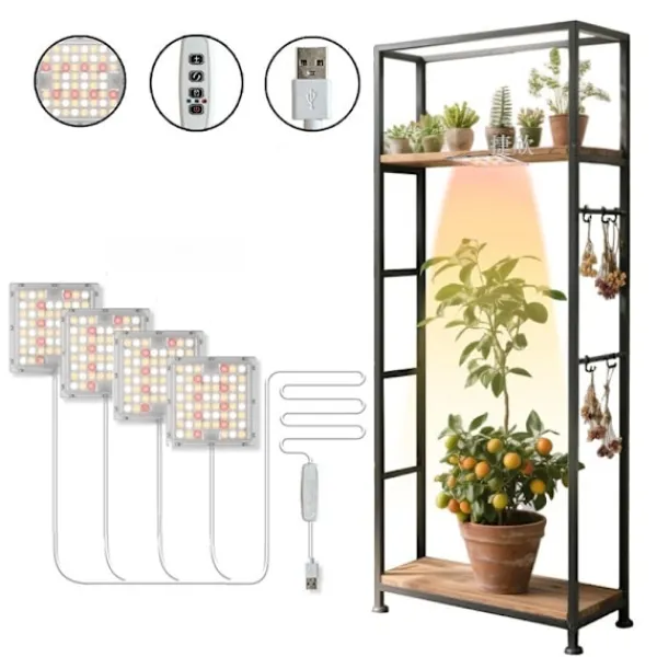 Hot Fire-hovedet LED plantelys til loftmontering med timer og dæmpbar fuldspektrum Kit Til Plante- & Urtedyrkning