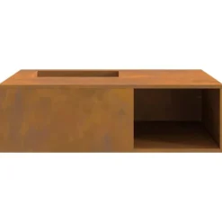 Pejse^Firkantet bålsted i forvitret stål - Udendørs varme og hygge | Størrelse: 100x100x30 cm
