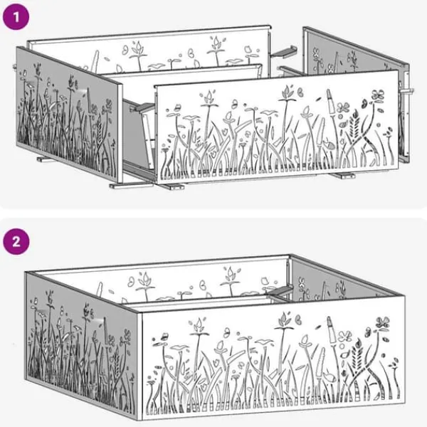 Sale Firkantet bålsted i forvitret stål - Moderne udendørs ildsted | Størrelse: 80 x 80 x 30 cm | Farve: Brun Pejse