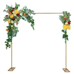Buer, Spalier, Lysthuse Uden Tag^Firkantet Bryllupsbue, Justerbar Højde 3,6 ft til 9,8 ft, Sennepsgul Finish, Robust Jernkonstruktion