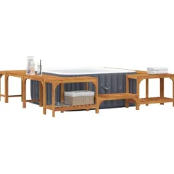 Spa & Udendørsbad^Firkantet Udendørs Boblebad Indhegning i Akacietræ | Størrelse: 250 x 250 cm | Farve: Brun