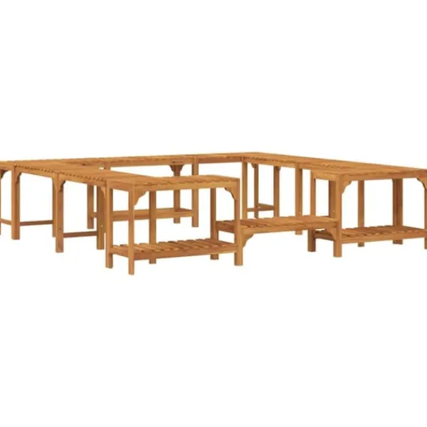 Spa & Udendørsbad^Firkantet Udendørs Boblebad Indhegning i Akacietræ | Størrelse: 230 x 230 cm | Farve: Brun