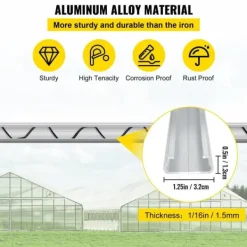 Drivhus^Fjedertråd og låsekanal, 2m fjederlås & U-kanal til drivhus. 30 pakker PE-belagte fjedertråde og aluminiumsprofiler med plastfilm eller skyggefor.