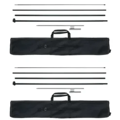 Flag & Vindposer^Fjerflagstang Kit 2 Pakker Swooper 16,3 Fod med Jordpæle, Holdbar og Let at Montere