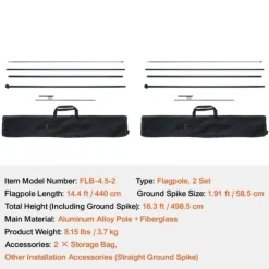 Flag & Vindposer^Fjerflagstang Kit 2 Pakker Swooper 16,3 Fod med Jordpæle, Holdbar og Let at Montere