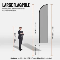 Sale Fjerflagstang Kit 3-pak, Swooper flagstang 16,3 fod med jordpæle, holdbar konstruktion, let at installere Flag & Vindposer