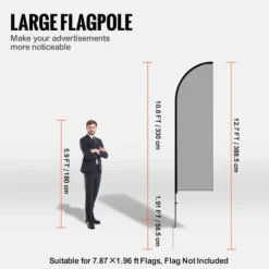 Flag & Vindposer^Fjerflagstangssæt, 2 pakker, 330x388,5 cm, udendørs, aluminiumlegering