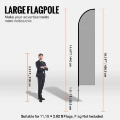 Flag & Vindposer^Fjerflagstangssæt, 2 pakker, 440x58,5 cm, udendørs, aluminium