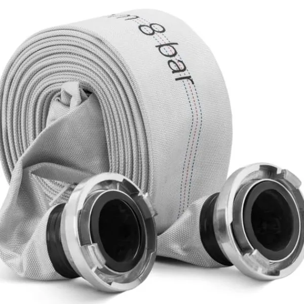 Brandslukkere^Flad brandmandswebslange til vand med storz-stik 3'' 76 mm 8-24 bar 20 m