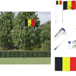 Flag & Vindposer^Flag & vimpler - Living Belgien flag og flagstang 5,55 m aluminium
