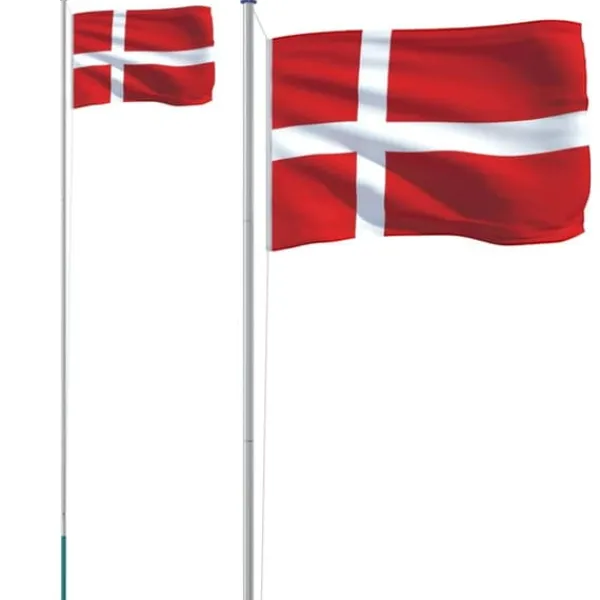 Flag & Vindposer^Flag & vimpler - Living Danmark flag og flagstang 6,23 m aluminium