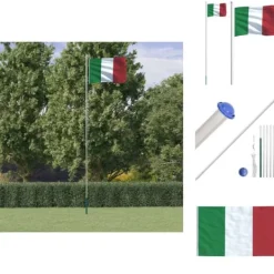 Flag & Vindposer^Flag & vimpler - Living Italien flag og flagstang 6,23 m aluminium