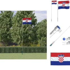 Discount Flag & vimpler - Living Kroatien flag og flagstang 5,55 m aluminium Flag & Vindposer