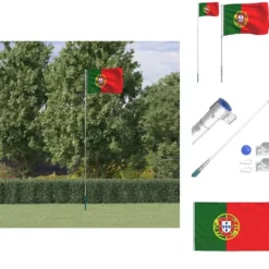 New Flag & vimpler - Living Portugal flag og flagstang 5,55 m aluminium Flag & Vindposer