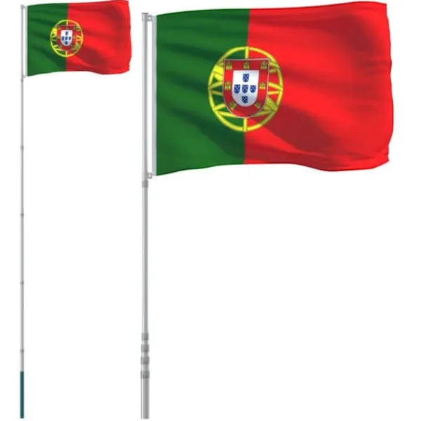 New Flag & vimpler - Living Portugal flag og flagstang 5,55 m aluminium Flag & Vindposer