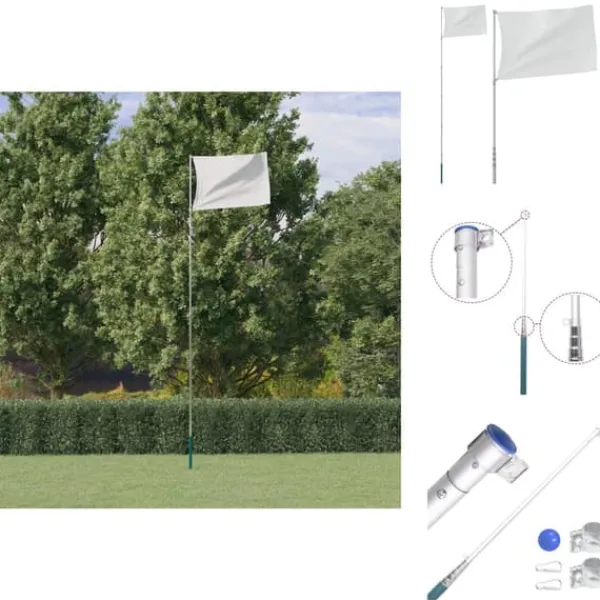Flag & Vindposer^Flag & vimpler - Living teleskopflagstang 5,5 m aluminium sølvfarvet