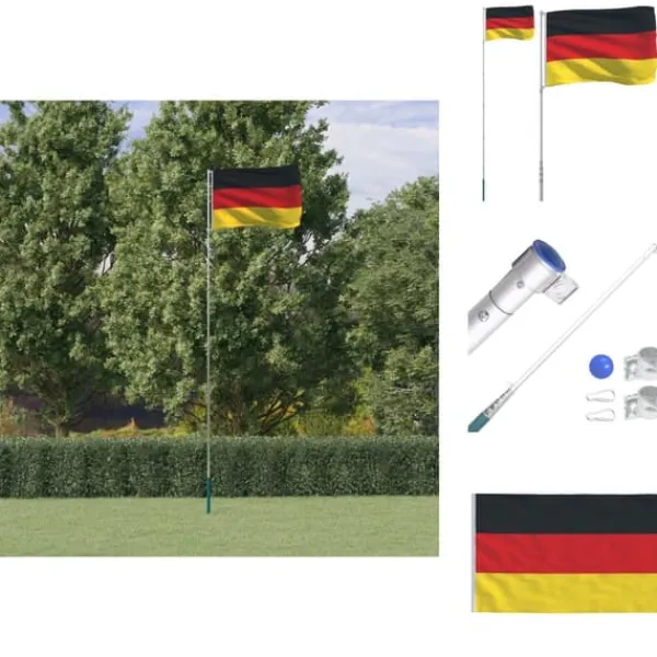 Flag & Vindposer^Flag & vimpler - Living Tyskland flag og flagstang 5,55 m aluminium