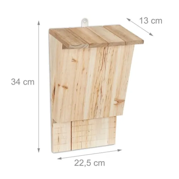 New Flagermuskasser, Træ, 34x32,5x13 cm, Naturlig Til Fugle & Småvildt