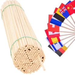 Discount Flagpinde af træ til vimpler, 50 cm/5 mm, 100 stk Flag & Vindposer
