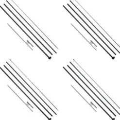 Best Flagstangssæt, 4-pak fjerformede flagstænger 440x498,5 cm, udendørs, aluminiumlegering Flag & Vindposer