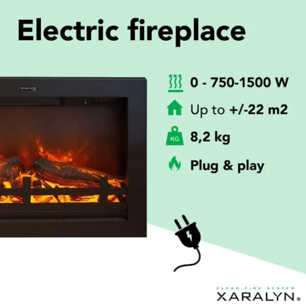 New Flandria el-indbygningsovn - 1500 Watt varme - fjernbetjening Pejse