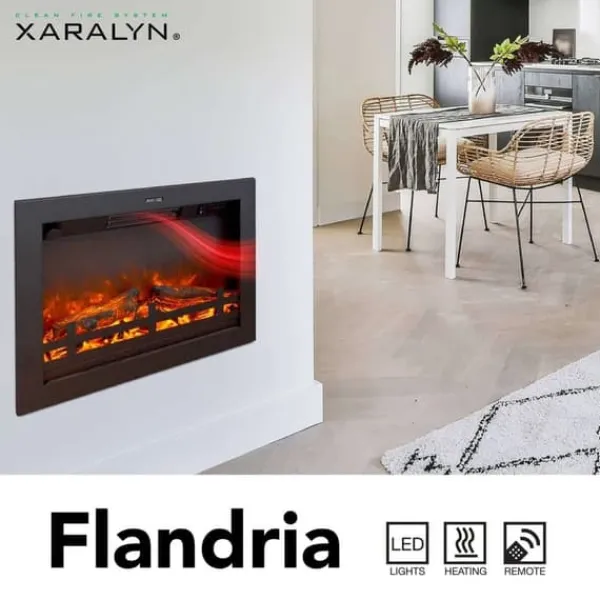 New Flandria el-indbygningsovn - 1500 Watt varme - fjernbetjening Pejse