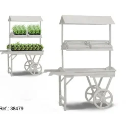 Plantestativer^Flowerpot Standt with Wheels Ibergarden WA15379-1 White Fir wood 130 x 178 x 70 cm