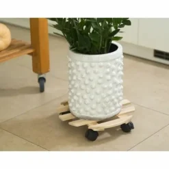 New Flowerpot Standt with Wheels Nature Natural Fir wood Støtte Med Hjul, Sæder & Knæbeskyttelse Til Havepleje