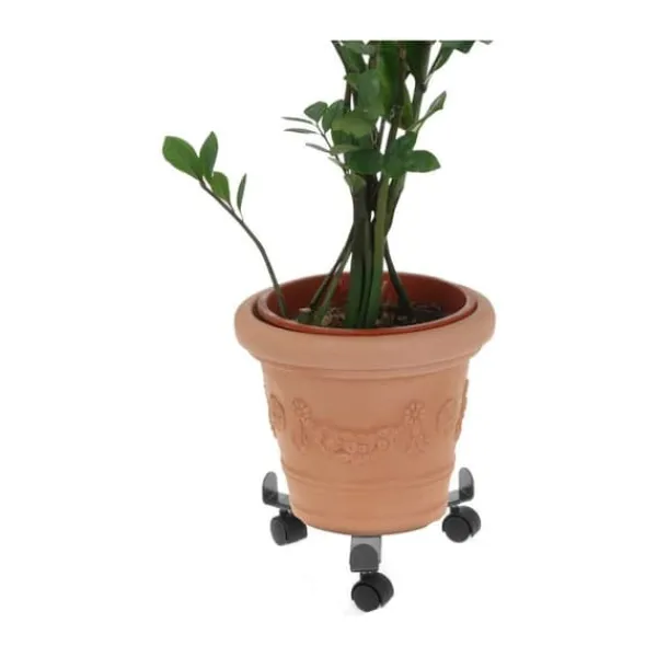 Støtte Med Hjul, Sæder & Knæbeskyttelse Til Havepleje^Flowerpot Standt with Wheels Adjustable Grey Metal (30 cm)