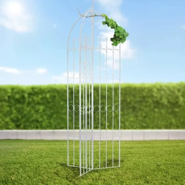 Buer, Spalier, Lysthuse Uden Tag^Flowton Metal Trellis for Climbing Plants & Flower Beds - Antique White, Partially Assembled, 70x70x234 cm