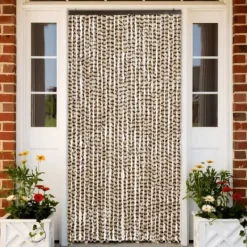Discount Flueforhæng i blødt chenille - Insektgardin | Farve: Beige og brun | Størrelse: 118x220 cm Insektmiddel & Dyreafvisende Middel