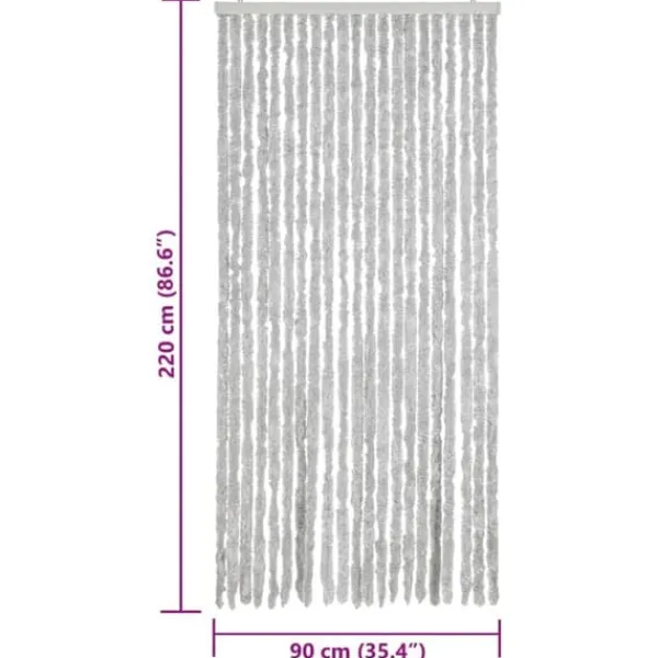 Flueforhæng i chenille - Dørgardin | Størrelse: 90x220 cm | Farve: Grå Insektmiddel & Dyreafvisende Middel