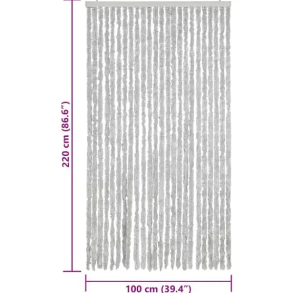 New Flueforhæng i chenille - Dørgardin til insektbeskyttelse | Størrelse: 100x220 cm | Farve: Grå Insektmiddel & Dyreafvisende Middel