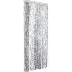 New Flueforhæng i chenille - Dørgardin 100x200 cm | Farve: Grå/Hvid Insektmiddel & Dyreafvisende Middel