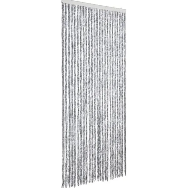 New Flueforhæng i chenille - Dørgardin 100x200 cm | Farve: Grå/Hvid Insektmiddel & Dyreafvisende Middel