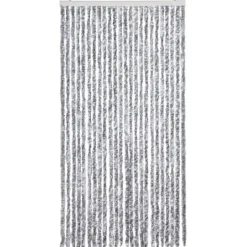 New Flueforhæng i chenille - Dørgardin 100x200 cm | Farve: Grå/Hvid Insektmiddel & Dyreafvisende Middel
