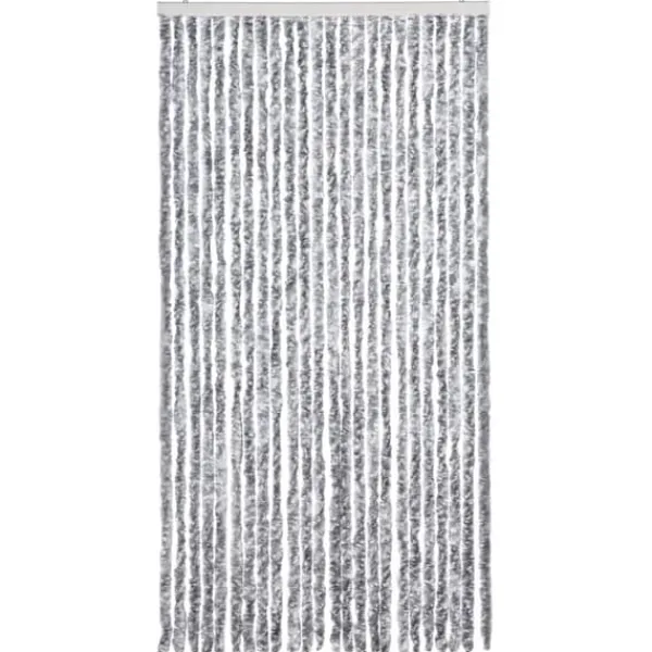 New Flueforhæng i chenille - Dørgardin 100x200 cm | Farve: Grå/Hvid Insektmiddel & Dyreafvisende Middel