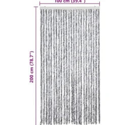 New Flueforhæng i chenille - Dørgardin 100x200 cm | Farve: Grå/Hvid Insektmiddel & Dyreafvisende Middel