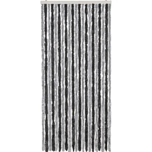 Clearance Flueforhæng i chenille - Insektgardin til døre | Størrelse: 90x200 cm | Farve: Grå og sort Insektmiddel & Dyreafvisende Middel