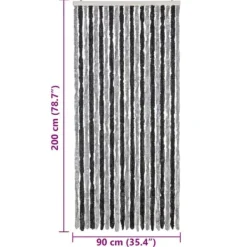 Clearance Flueforhæng i chenille - Insektgardin til døre | Størrelse: 90x200 cm | Farve: Grå og sort Insektmiddel & Dyreafvisende Middel