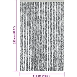 Insektmiddel & Dyreafvisende Middel^Flueforhæng i chenille - Insektgardin | Størrelse: 1118x220 cm | Farve: Grå, Sort-Hvid