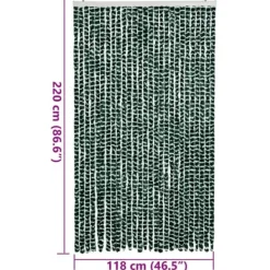 Best Flueforhæng i chenille - Insektgardin | Farve: Grøn/Hvid | Størrelse: 118x220 cm Insektmiddel & Dyreafvisende Middel