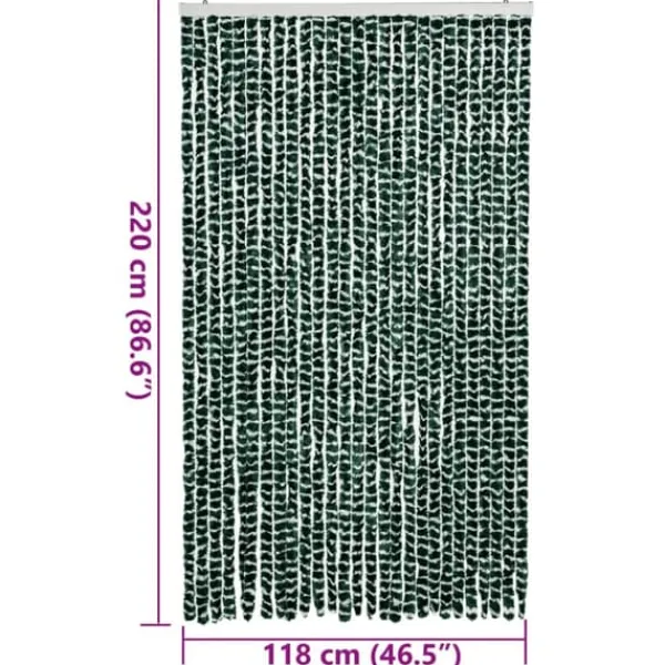 Best Flueforhæng i chenille - Insektgardin | Farve: Grøn/Hvid | Størrelse: 118x220 cm Insektmiddel & Dyreafvisende Middel