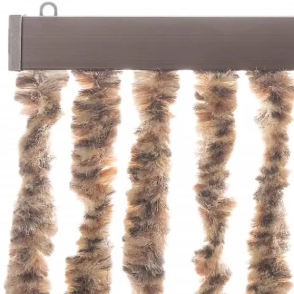 Best Flueforhæng i chenille - Insektgardin til dør | Farve: Beige og mørkebrun | Størrelse: 100x200 cm Insektmiddel & Dyreafvisende Middel