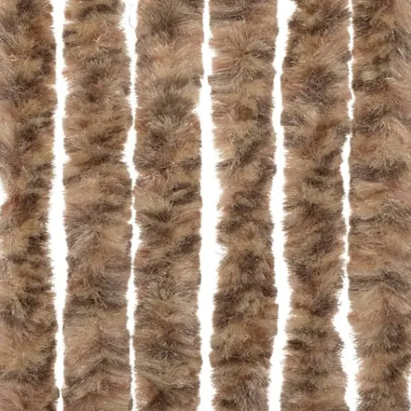 Best Flueforhæng i chenille - Insektgardin til dør | Farve: Beige og mørkebrun | Størrelse: 100x200 cm Insektmiddel & Dyreafvisende Middel