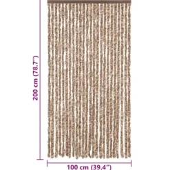 Best Flueforhæng i chenille - Insektgardin til dør | Farve: Beige og mørkebrun | Størrelse: 100x200 cm Insektmiddel & Dyreafvisende Middel