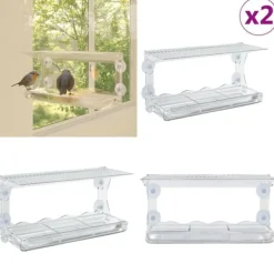 Hot Foderautomater til vindue 2 stk. 30x12x15 cm akryl - Fuglehus - Fuglehuse - Home & Living Til Fugle & Småvildt