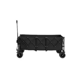 Haveværktøj^Foldbar ekstra rummelig trolley med terrængående hjul, 300L kapacitet og drikkeholder – kapacitet til 100 kg – sort