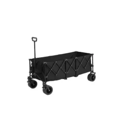 Haveværktøj^Foldbar ekstra rummelig trolley med terrængående hjul, 300L kapacitet og drikkeholder – kapacitet til 100 kg – sort